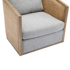 Fauteuil pivotant avec dossier en rotin, assise en similicuir, 1 place — Marron / Beige / Gris / Gris Huître