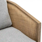 Fauteuil pivotant avec dossier en rotin, assise en similicuir, 1 place — Marron / Beige / Gris / Gris Huître