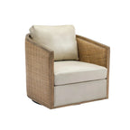 Fauteuil pivotant avec dossier en rotin, assise en similicuir, 1 place — Marron / Beige / Gris / Gris Huître