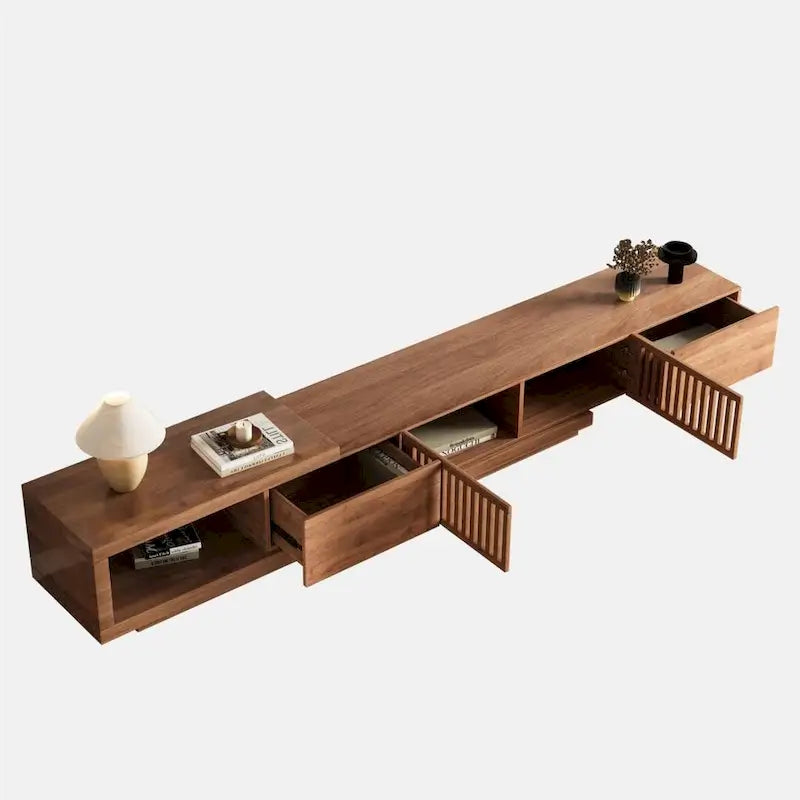 Meuble TV Extensible Noyer pour 1 Pièce, 103L x 15.74P x 13.78H