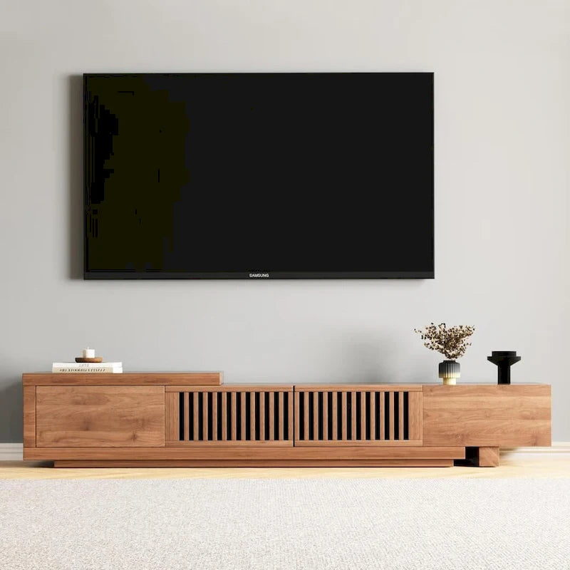 Meuble TV Extensible Noyer pour 1 Pièce, 103L x 15.74P x 13.78H