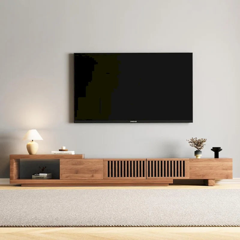 Meuble TV Extensible Noyer pour 1 Pièce, 103L x 15.74P x 13.78H