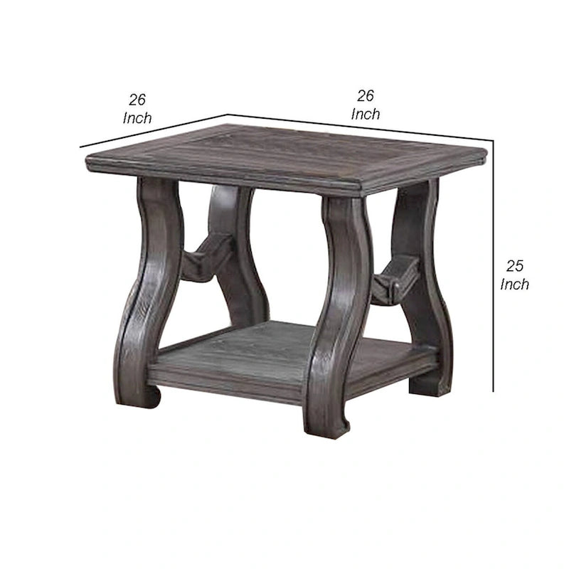 Table d'appoint en bois gris, pieds évasés, simple
