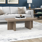 Table basse rectangulaire de 44 po, finition effet bois, style double pilier