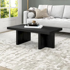 Table basse rectangulaire de 44 po, finition effet bois, style double pilier
