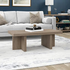 Table basse rectangulaire de 44 po, finition effet bois, style double pilier