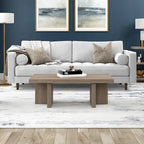 Table basse rectangulaire de 44 po, finition effet bois, style double pilier