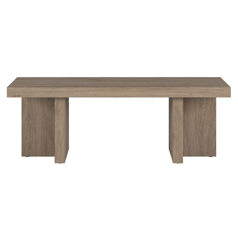 Table basse rectangulaire de 44 po, finition effet bois, style double pilier
