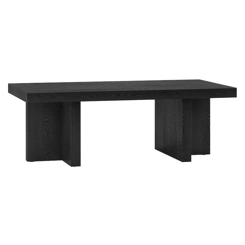 Table basse rectangulaire de 44 po, finition effet bois, style double pilier