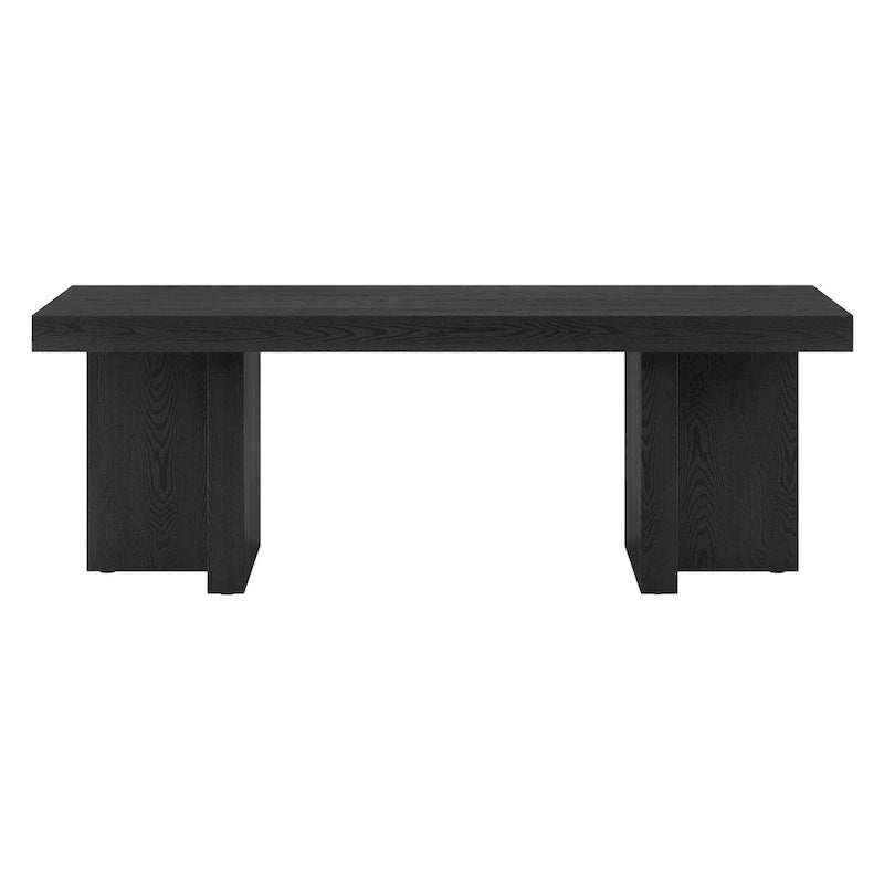 Table basse rectangulaire de 44 po, finition effet bois, style double pilier