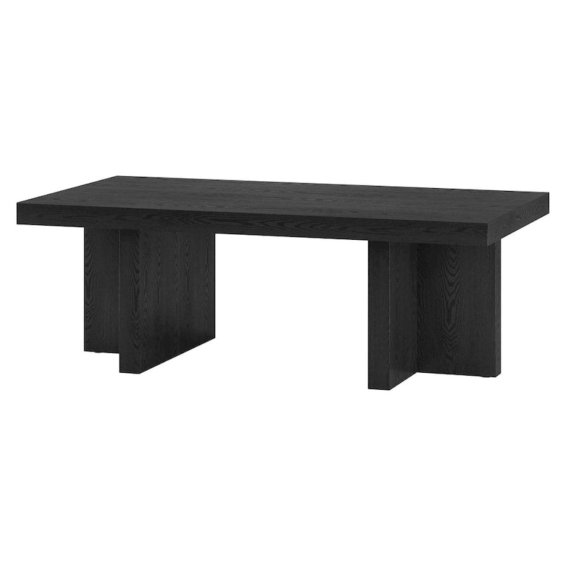 Table basse rectangulaire de 44 po, finition effet bois, style double pilier