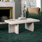 Table basse rectangulaire de 44 po, finition effet bois, style double pilier