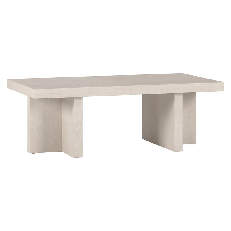 Table basse rectangulaire de 44 po, finition effet bois, style double pilier