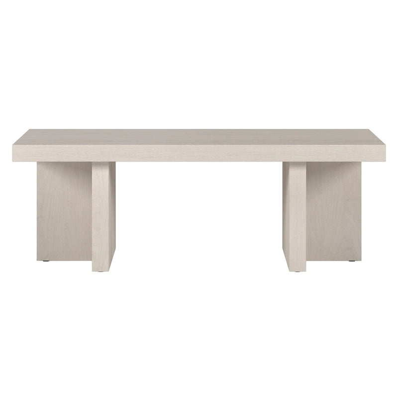 Table basse rectangulaire de 44 po, finition effet bois, style double pilier