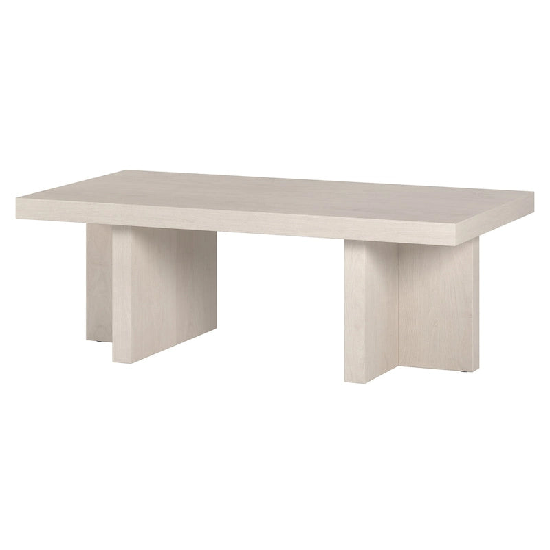 Table basse rectangulaire de 44 po, finition effet bois, style double pilier
