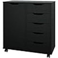 Commode 5 tiroirs avec porte, noir et blanc, individuelle – 36,1 cm P x 72,9 cm L x 74,9 cm H