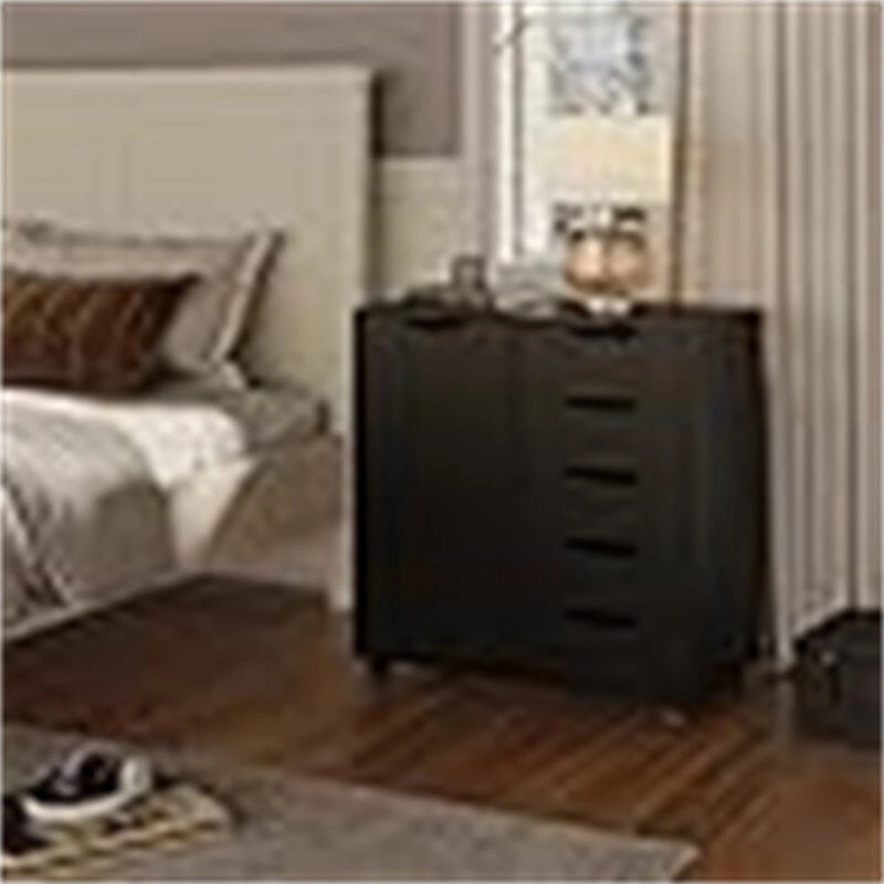 Commode 5 tiroirs avec porte, noir et blanc, individuelle – 36,1 cm P x 72,9 cm L x 74,9 cm H