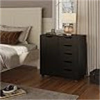 Commode 5 tiroirs avec porte, noir et blanc, individuelle – 36,1 cm P x 72,9 cm L x 74,9 cm H