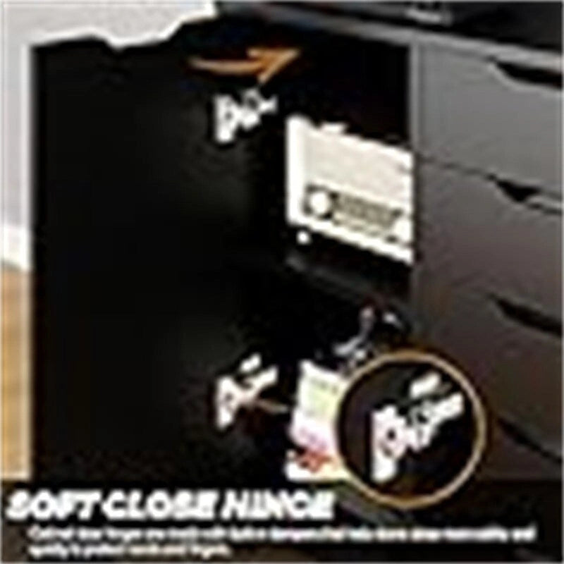 Commode 5 tiroirs avec porte, noir et blanc, individuelle – 36,1 cm P x 72,9 cm L x 74,9 cm H