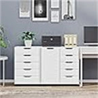 Commode 5 tiroirs avec porte, noir et blanc, individuelle – 36,1 cm P x 72,9 cm L x 74,9 cm H