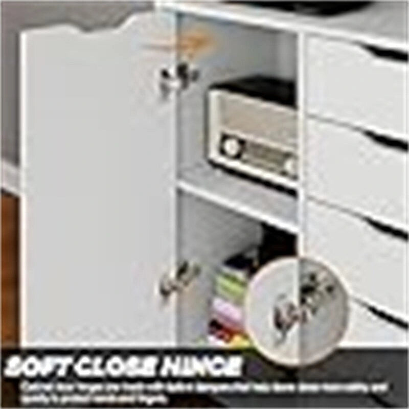 Commode 5 tiroirs avec porte, noir et blanc, individuelle – 36,1 cm P x 72,9 cm L x 74,9 cm H
