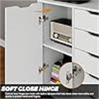 Commode 5 tiroirs avec porte, noir et blanc, individuelle – 36,1 cm P x 72,9 cm L x 74,9 cm H