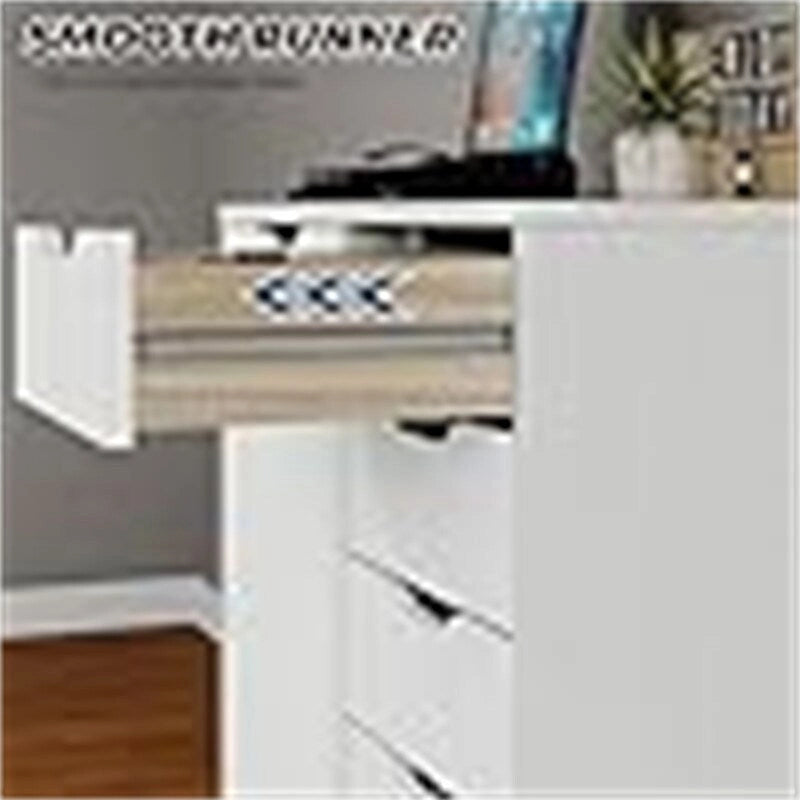Commode 5 tiroirs avec porte, noir et blanc, individuelle – 36,1 cm P x 72,9 cm L x 74,9 cm H