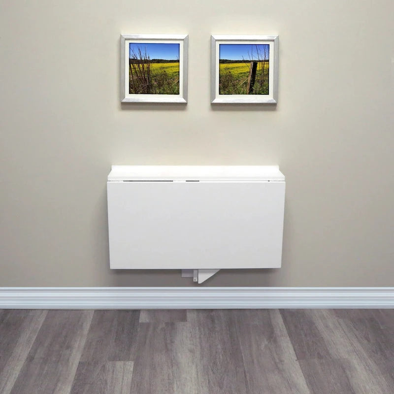 Bureau mural pliant blanc, une personne, 76 cm l