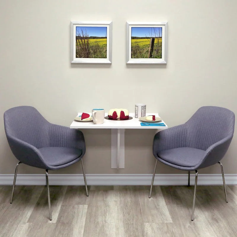 Bureau mural pliant blanc, une personne, 76 cm l