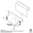Bureau mural pliant blanc, une personne, 76 cm l