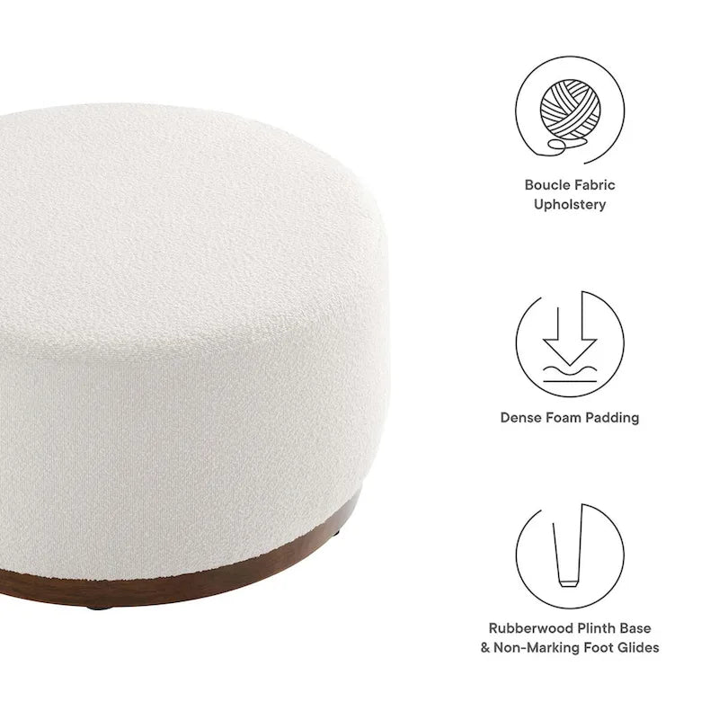 Pouf rond en velours gris, une place, 3 tailles