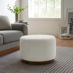Pouf rond en velours gris, une place, 3 tailles