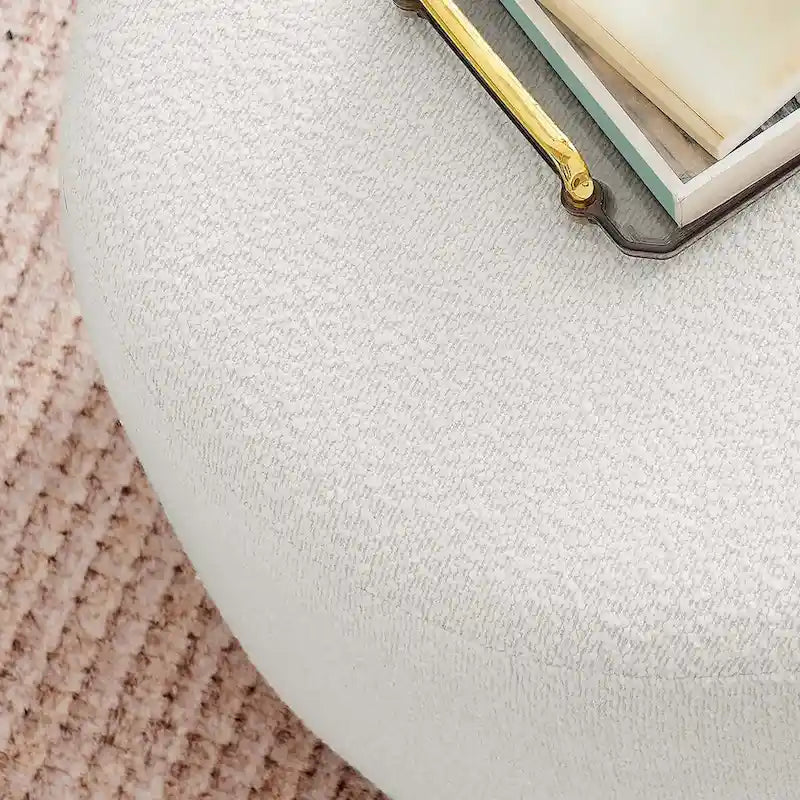 Pouf rond en velours gris, une place, 3 tailles