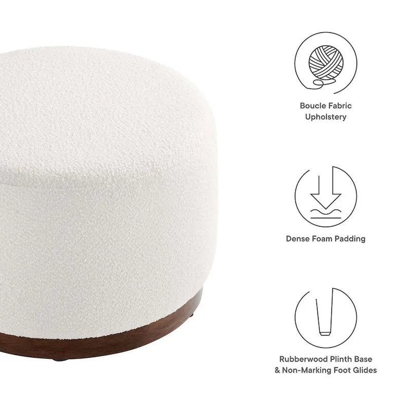 Pouf rond en velours gris, une place, 3 tailles