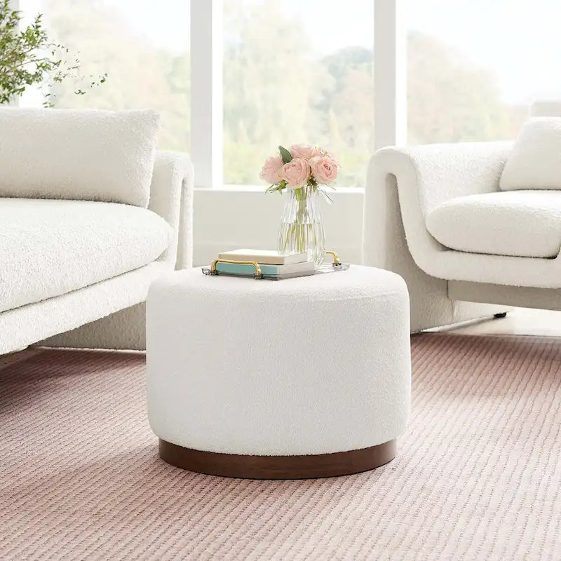 Pouf rond en velours gris, une place, 3 tailles