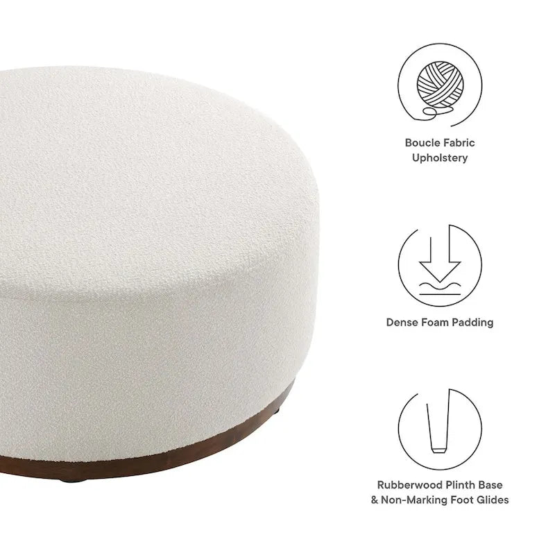 Pouf rond en velours gris, une place, 3 tailles