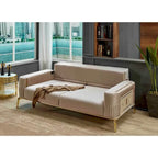 Ensemble canapé, causeuse et fauteuil d'appoint traditionnel à accoudoirs arrondis crème (3 pièces, 5 places)