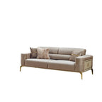 Ensemble canapé, causeuse et fauteuil d'appoint traditionnel à accoudoirs arrondis crème (3 pièces, 5 places)