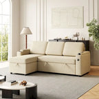 Canapé sectionnel d'angle 2 places convertible beige