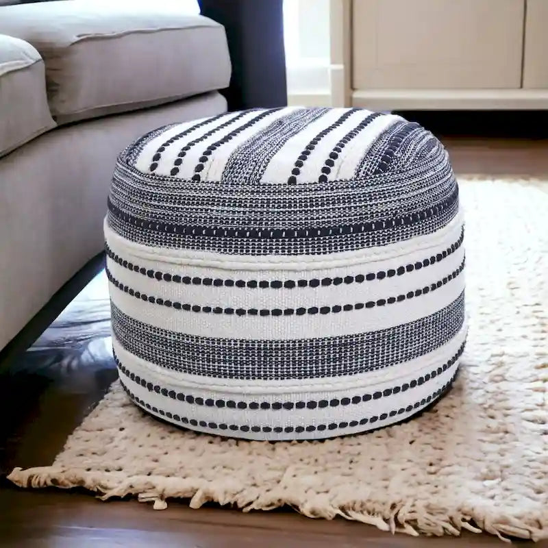 Ottoman bleu 100 % coton, 45 cm, une place
