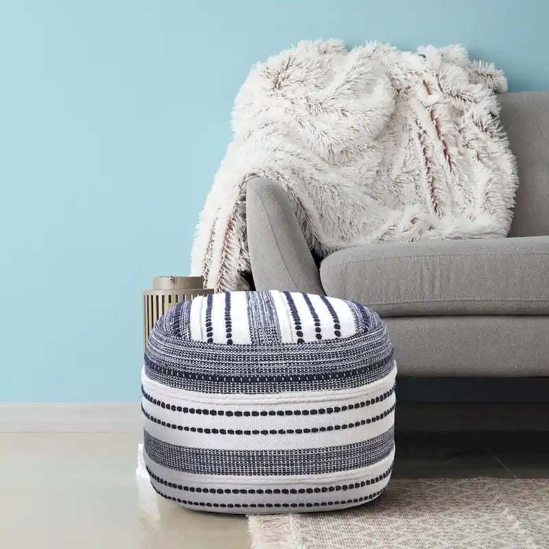 Ottoman bleu 100 % coton, 45 cm, une place