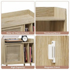 Meuble et table d'appoint pour platine vinyle en rotin naturel, simple, 40D x 66L x 64H cm