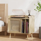 Meuble et table d'appoint pour platine vinyle en rotin naturel, simple, 40D x 66L x 64H cm