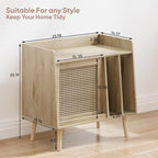 Meuble et table d'appoint pour platine vinyle en rotin naturel, simple, 40D x 66L x 64H cm