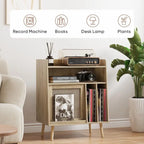 Meuble et table d'appoint pour platine vinyle en rotin naturel, simple, 40D x 66L x 64H cm
