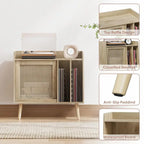 Meuble et table d'appoint pour platine vinyle en rotin naturel, simple, 40D x 66L x 64H cm