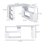 Bureau d'angle en L blanc/naturel, rotatif à 360°, 1 personne