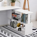 Bureau d'angle en L blanc/naturel, rotatif à 360°, 1 personne