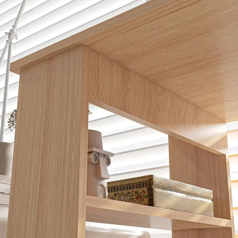 Bureau d'angle en L blanc/naturel, rotatif à 360°, 1 personne