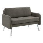Fauteuil de salon 2 places en similicuir et tissu fumée/anthracite/crème